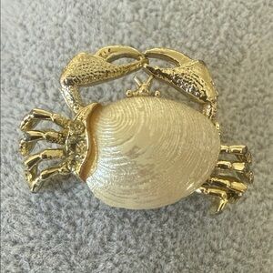 Gold and Cream Crab Brooch